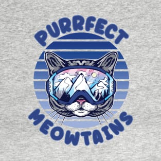 Purrfect Meowtains Ski Goggles Kitty Cat T-Shirt